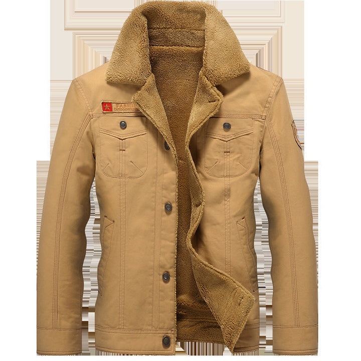Męska canvas trucker kurtka z sherpa lwwg i utility kieszeniami