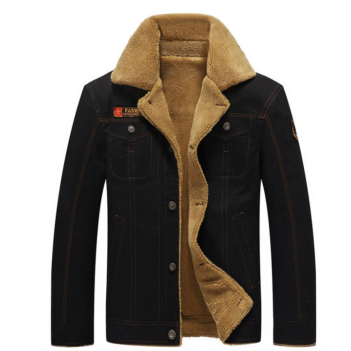 Męska canvas trucker kurtka z sherpa lwwg i utility kieszeniami