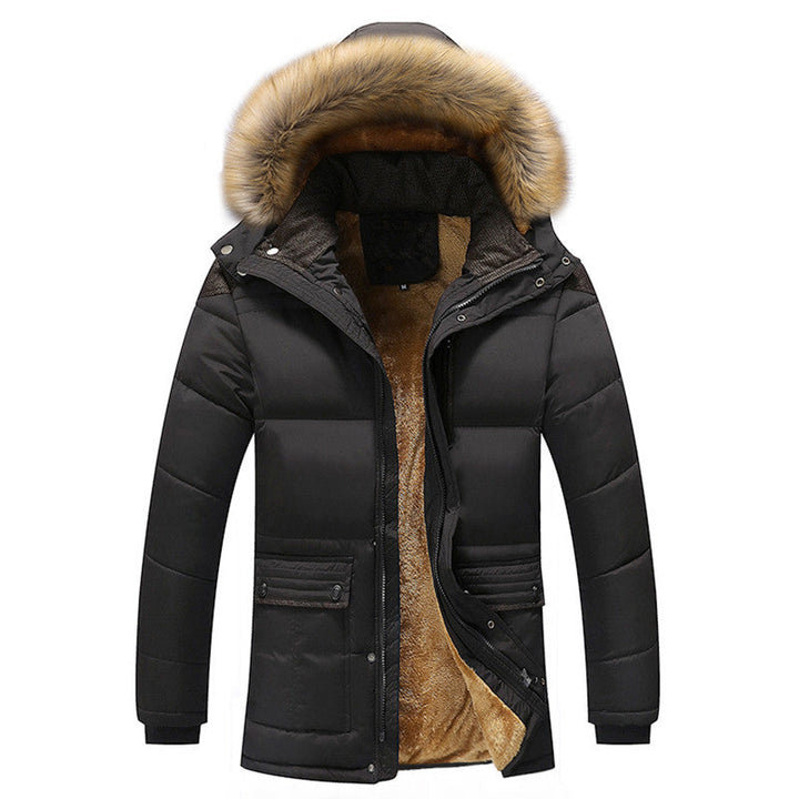 Męska miejski chłodny Blocker parka z dense teddy lwwg i removable imitacja fur kapturem