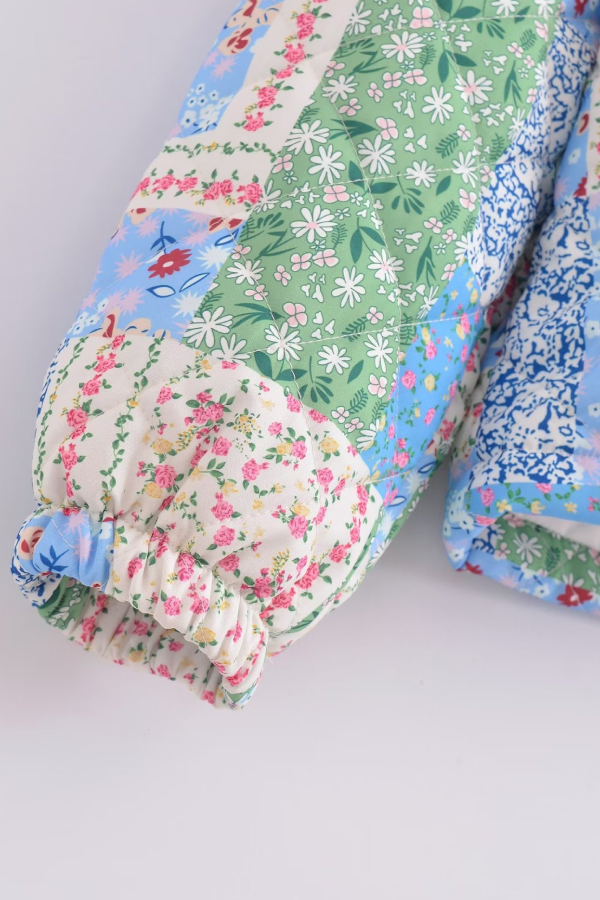 Stójką długa rękaw Floral wzór bawełna kurtka