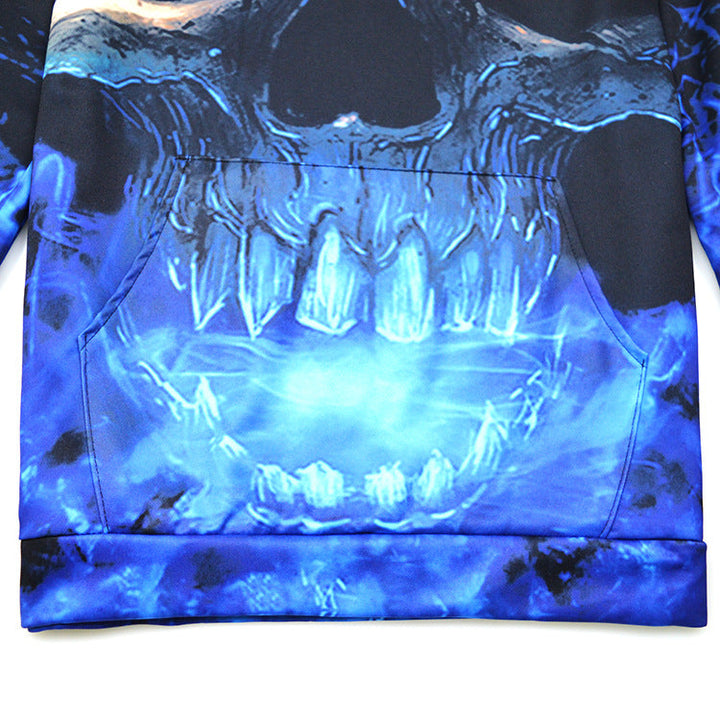 Męska Bluza z kapturem z Luminous Flame Skull Print