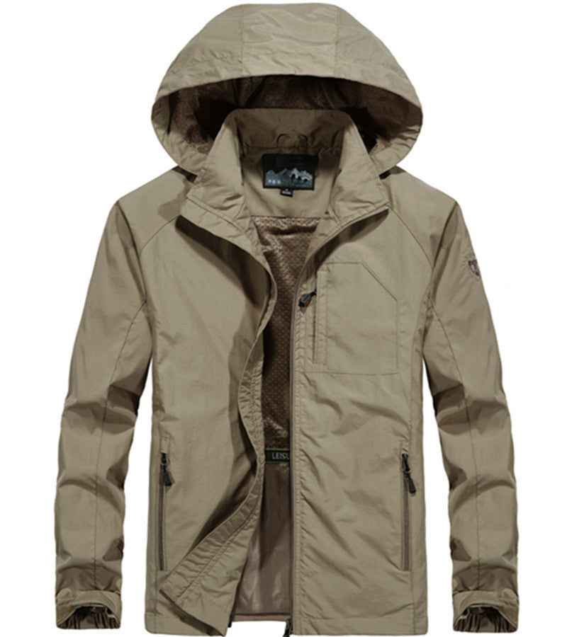 Męska lekka All-Weather field kurtka z kapturem, Mesh Lwwg, i zamkiemed kieszeniami