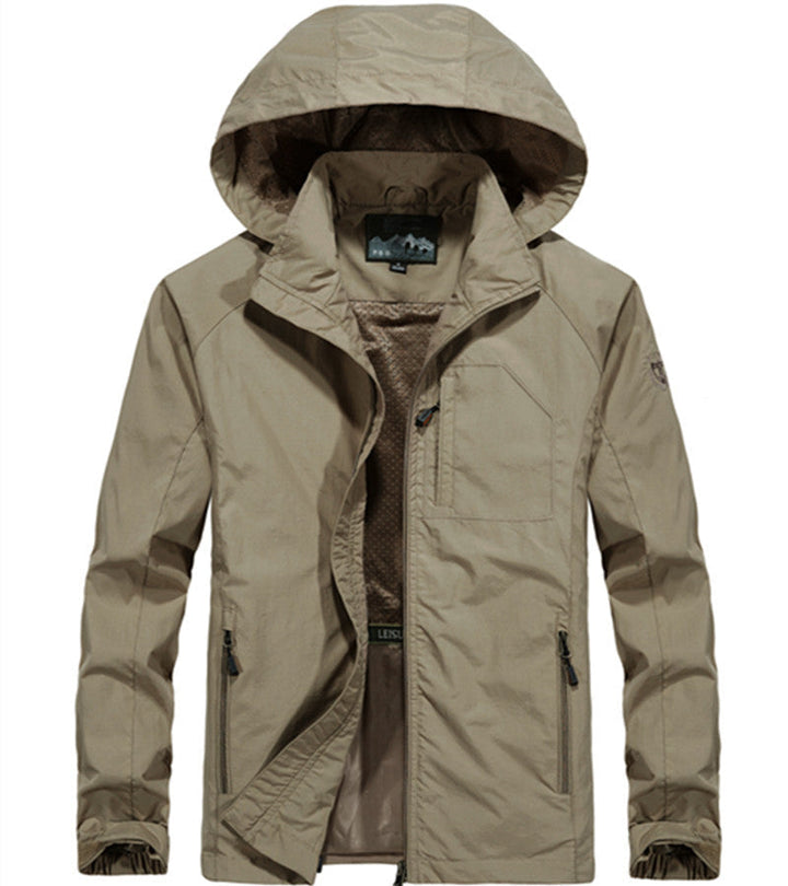 Męska lekka All-Weather field kurtka z kapturem, Mesh Lwwg, i zamkiemed kieszeniami
