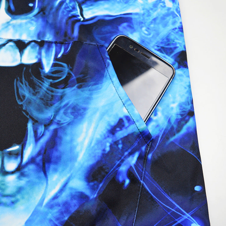 Męska Bluza z kapturem z Luminous Flame Skull Print