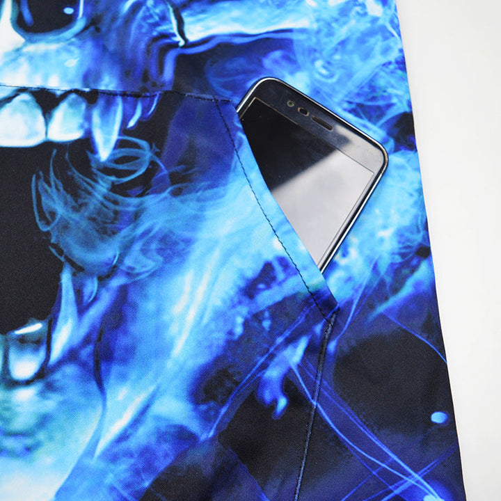 Męska Bluza z kapturem z Luminous Flame Skull Print