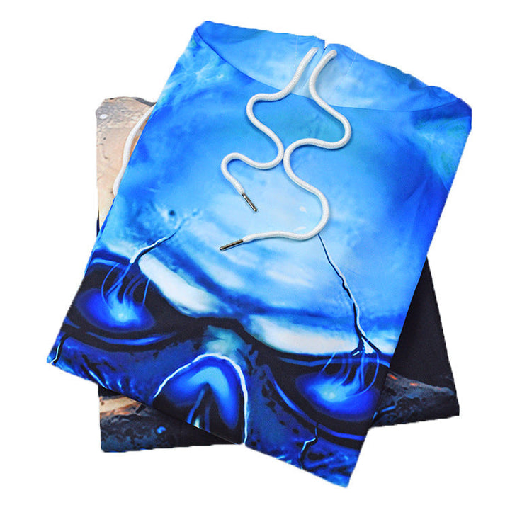 Męska Bluza z kapturem z Luminous Flame Skull Print