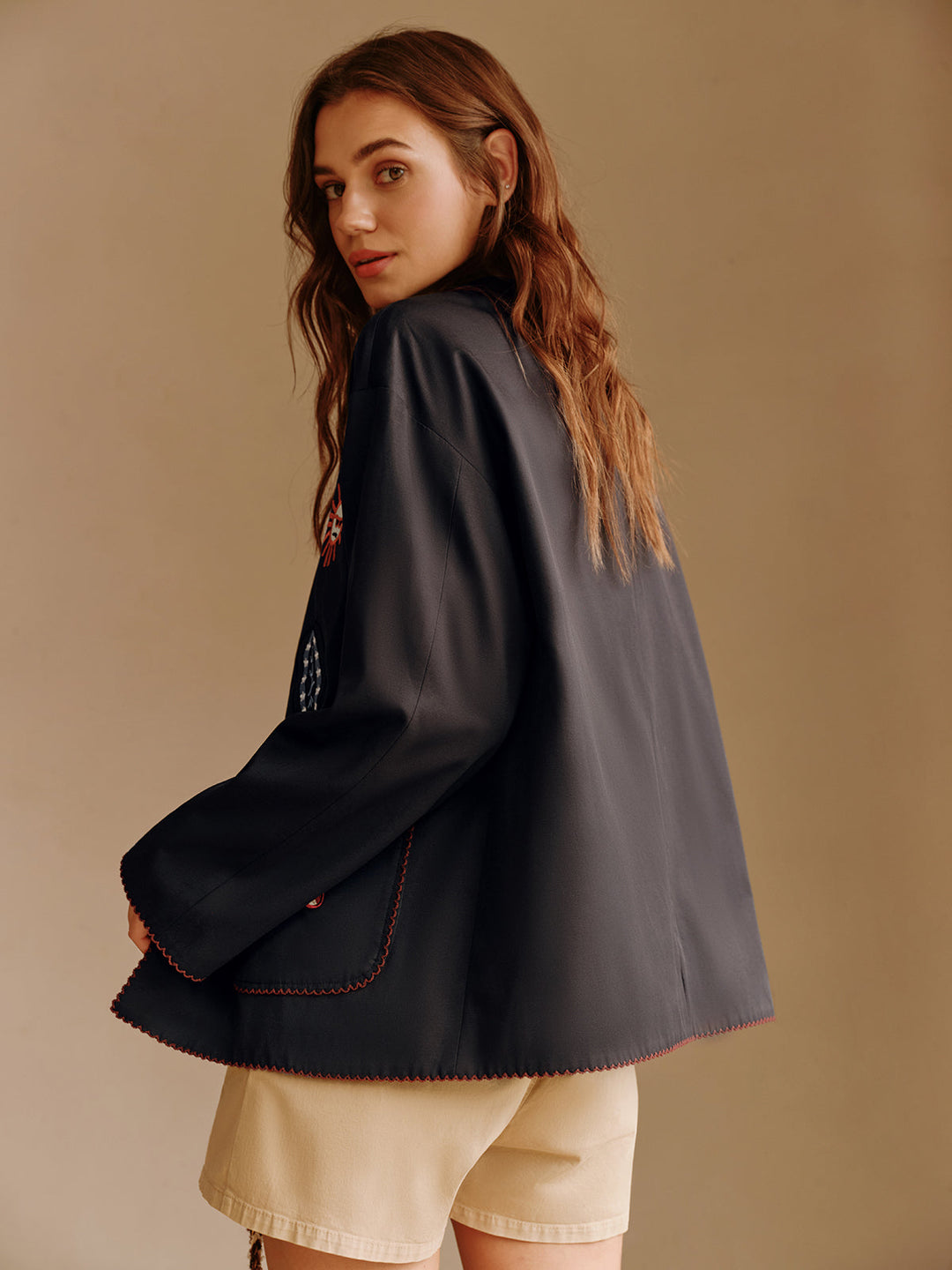 Embroidered Lapel kurtka