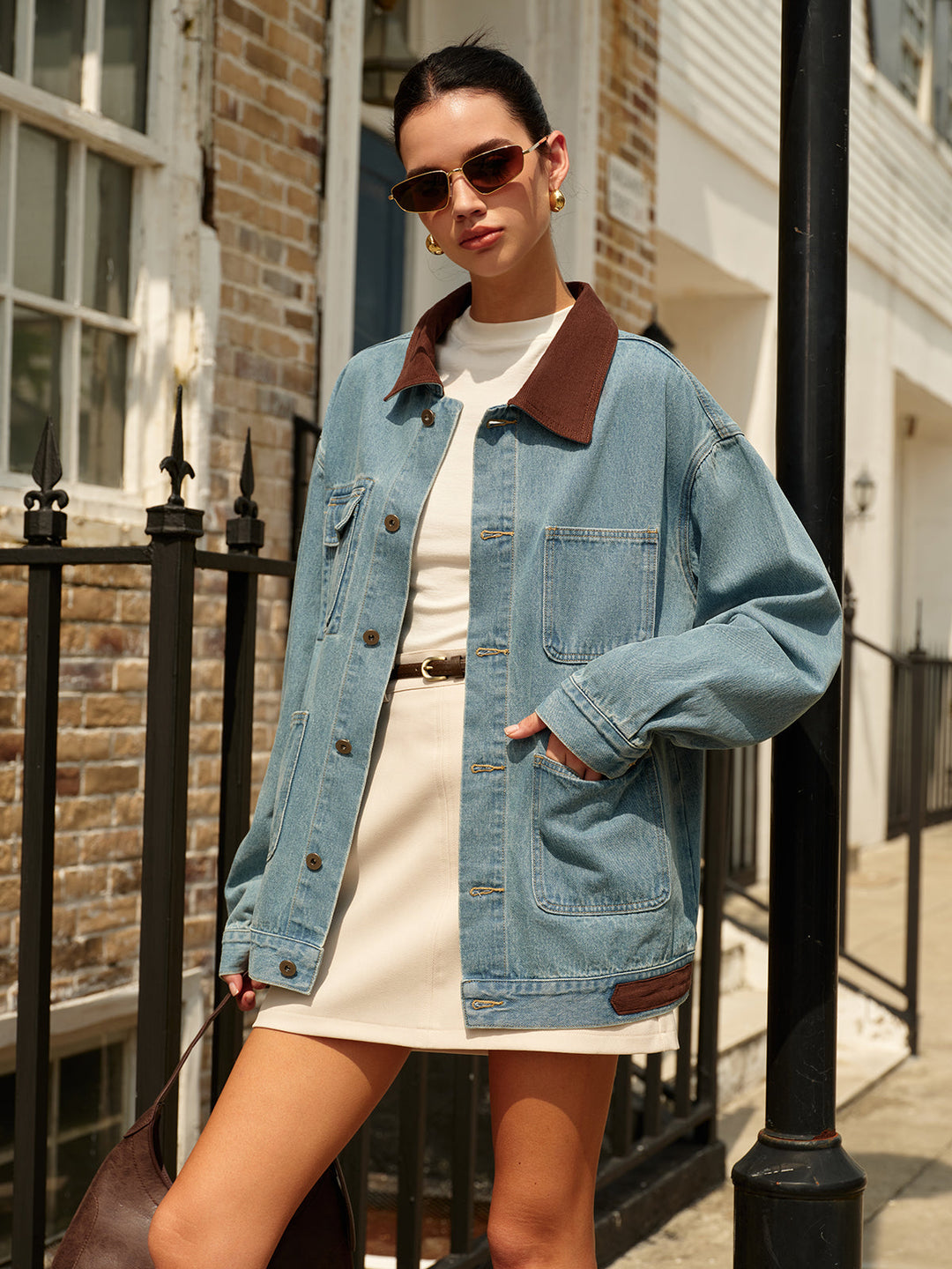 Kołnierzem uniwersalny denim kurtka