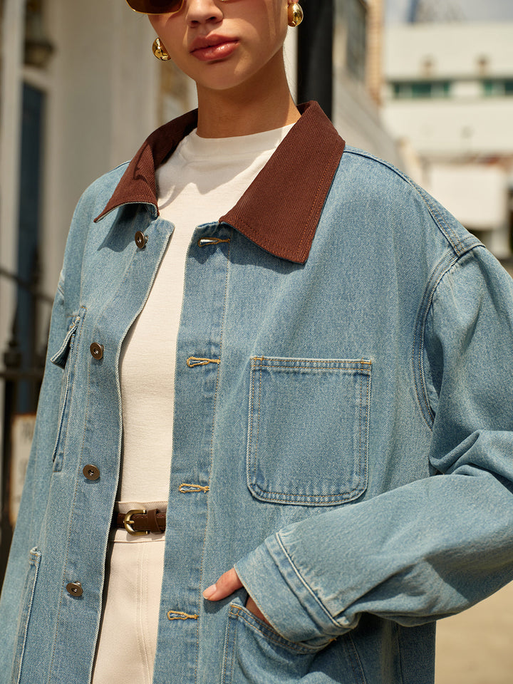 Kołnierzem uniwersalny denim kurtka