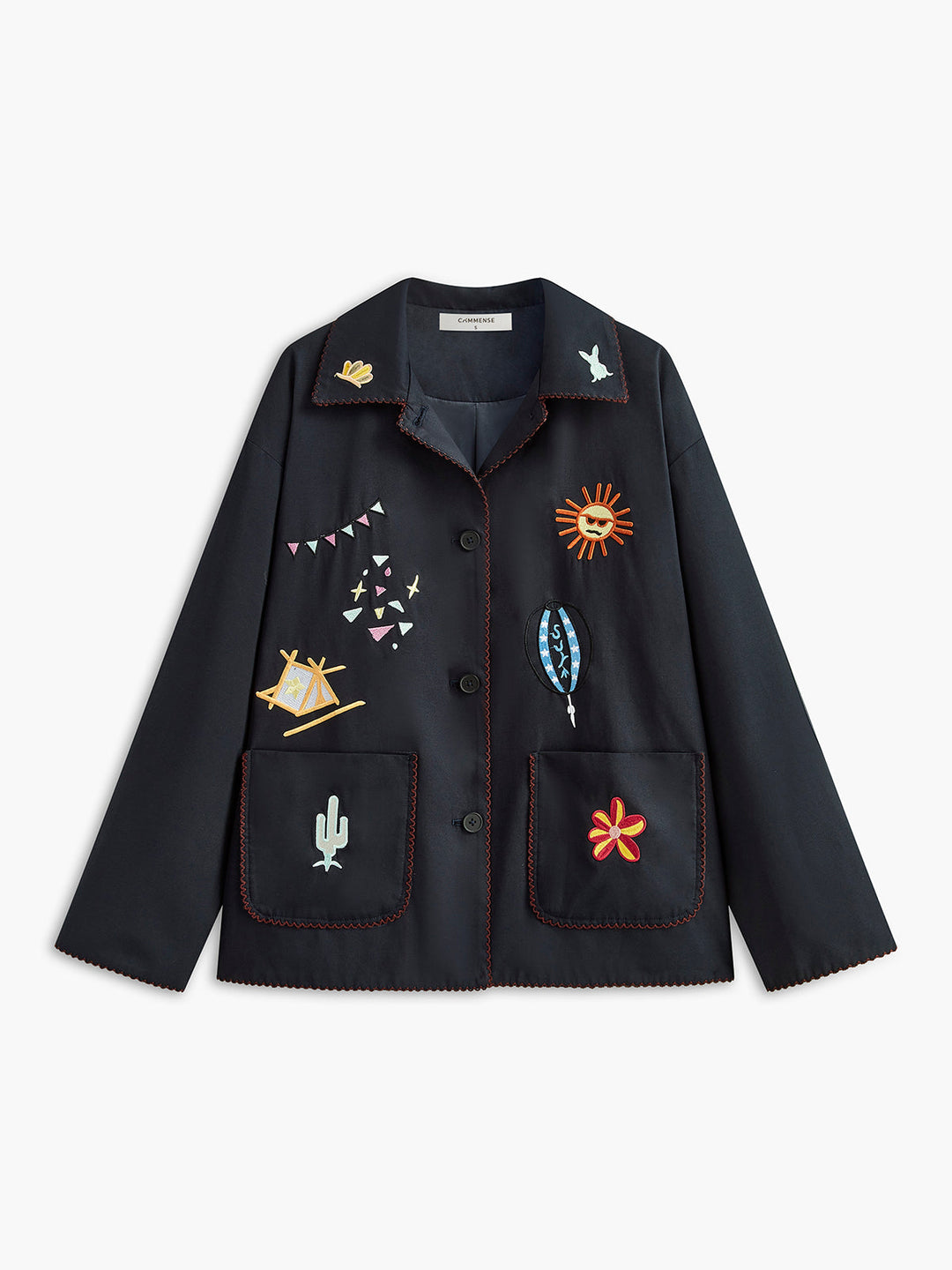 Embroidered Lapel kurtka