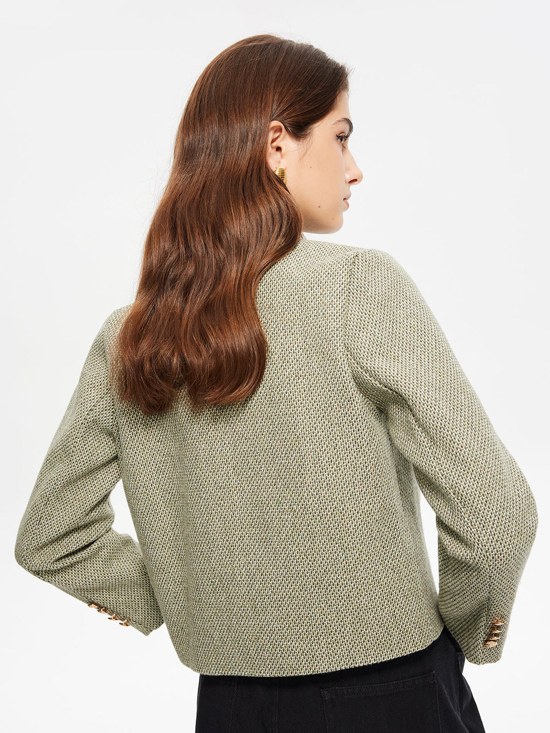 Neck kieszeniami Tweed kurtka