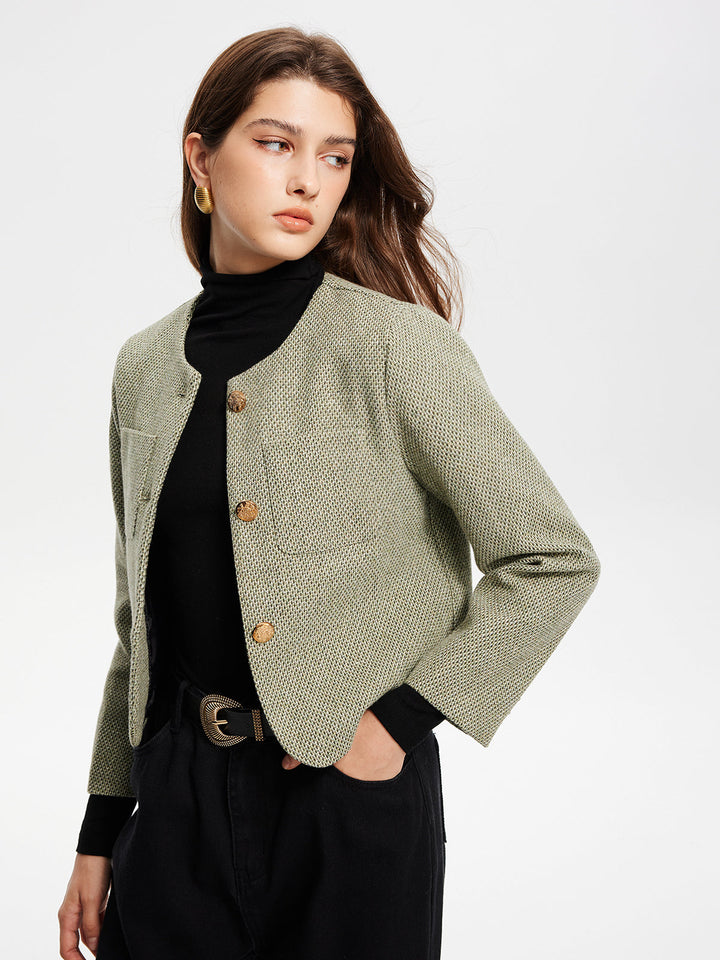 Neck kieszeniami Tweed kurtka