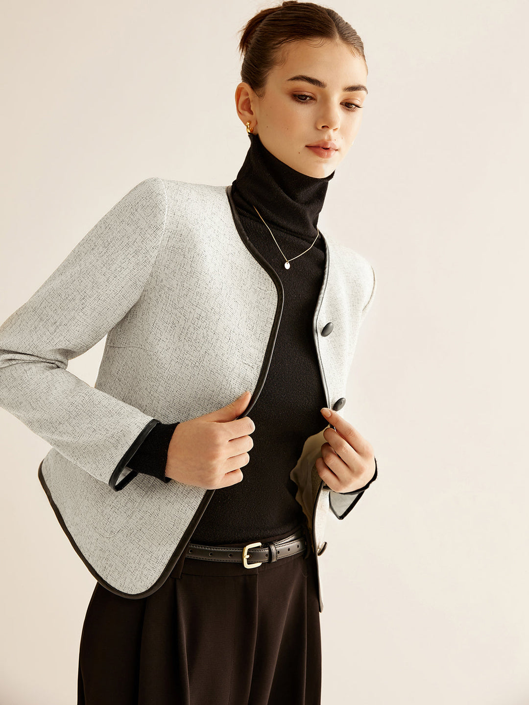 Kontrastowy Trim kurtka