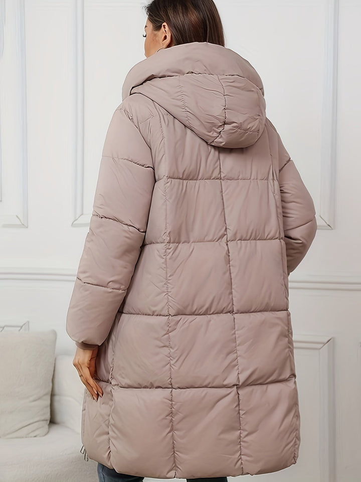 Damska Mid-Length ocieplana Puffer kurtka z kapturem i kieszeniami