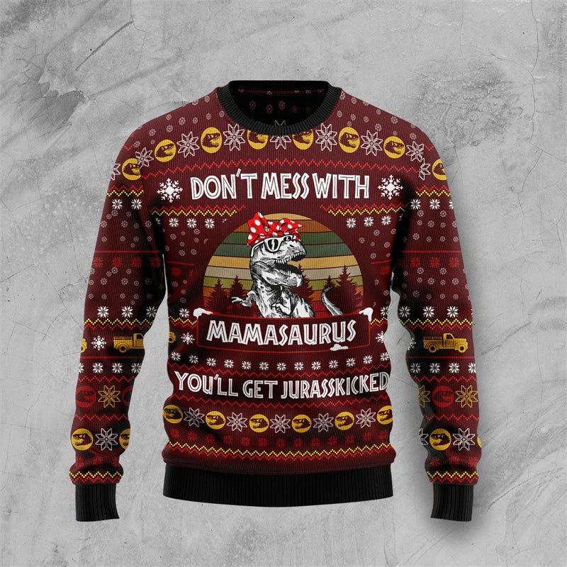 Dinosaur Christmas Sweter - Funny &amp; Wygodny Męska Sweter z 3D Print dla Holidays