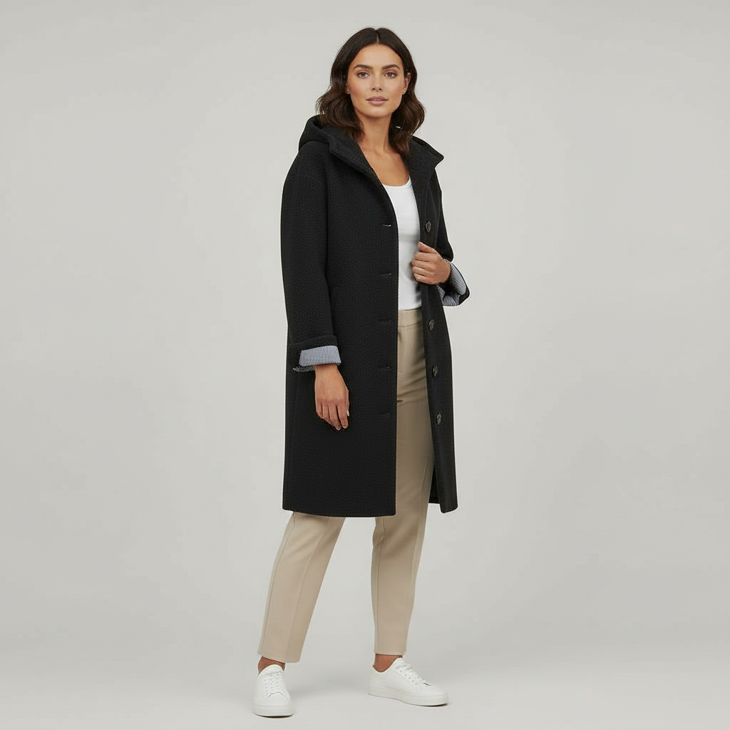 Elegancka Zimowy Płaszcz Damskie Komfort Długa Płaszcz Polar