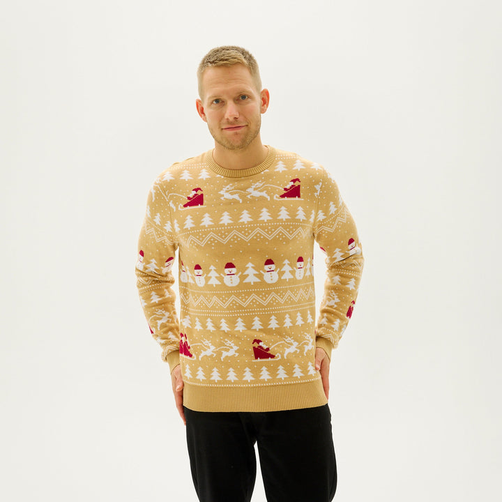 stylowy Christmas sweter Byćżowy Męskie