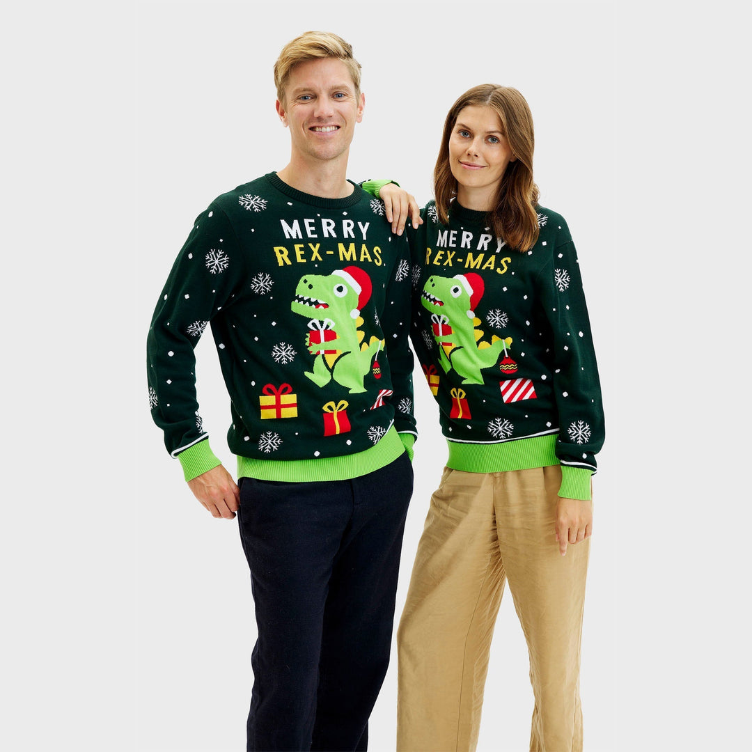 Funny Dino Christmas Sweter Męskie
