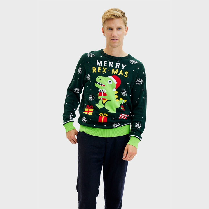 Funny Dino Christmas Sweter Męskie
