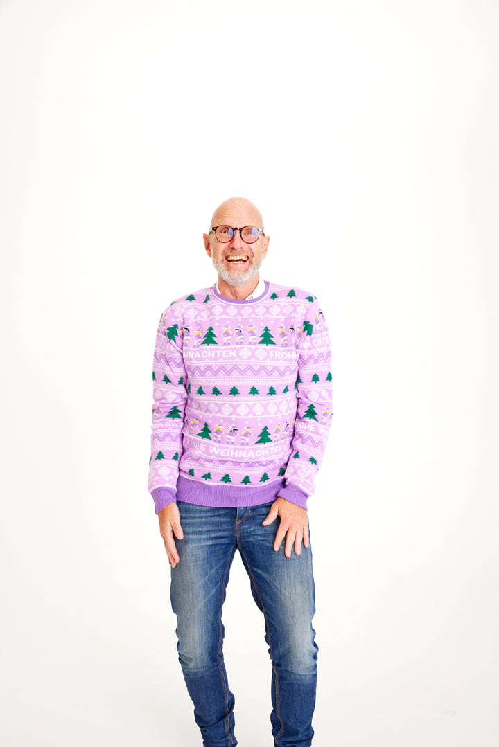 Merry Christmas Christmas Sweter Fioletowy Męskie