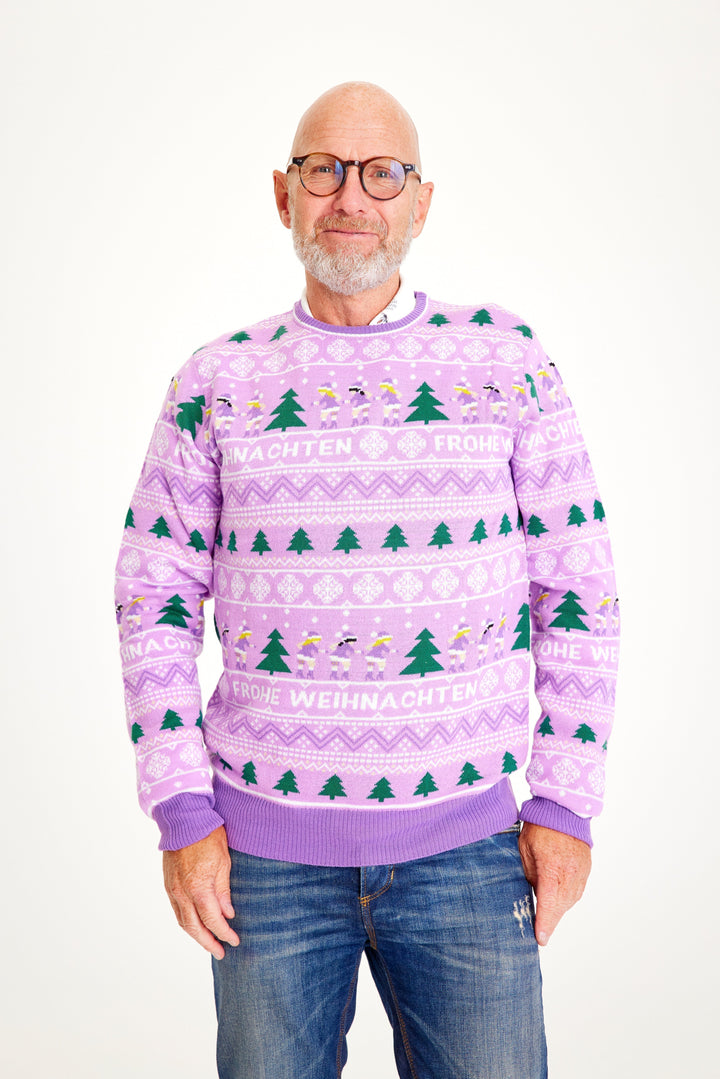 Merry Christmas Christmas Sweter Fioletowy Męskie