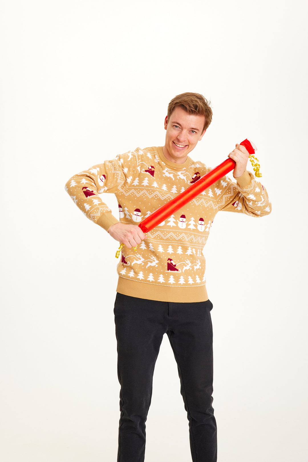 stylowy Christmas sweter Byćżowy Męskie