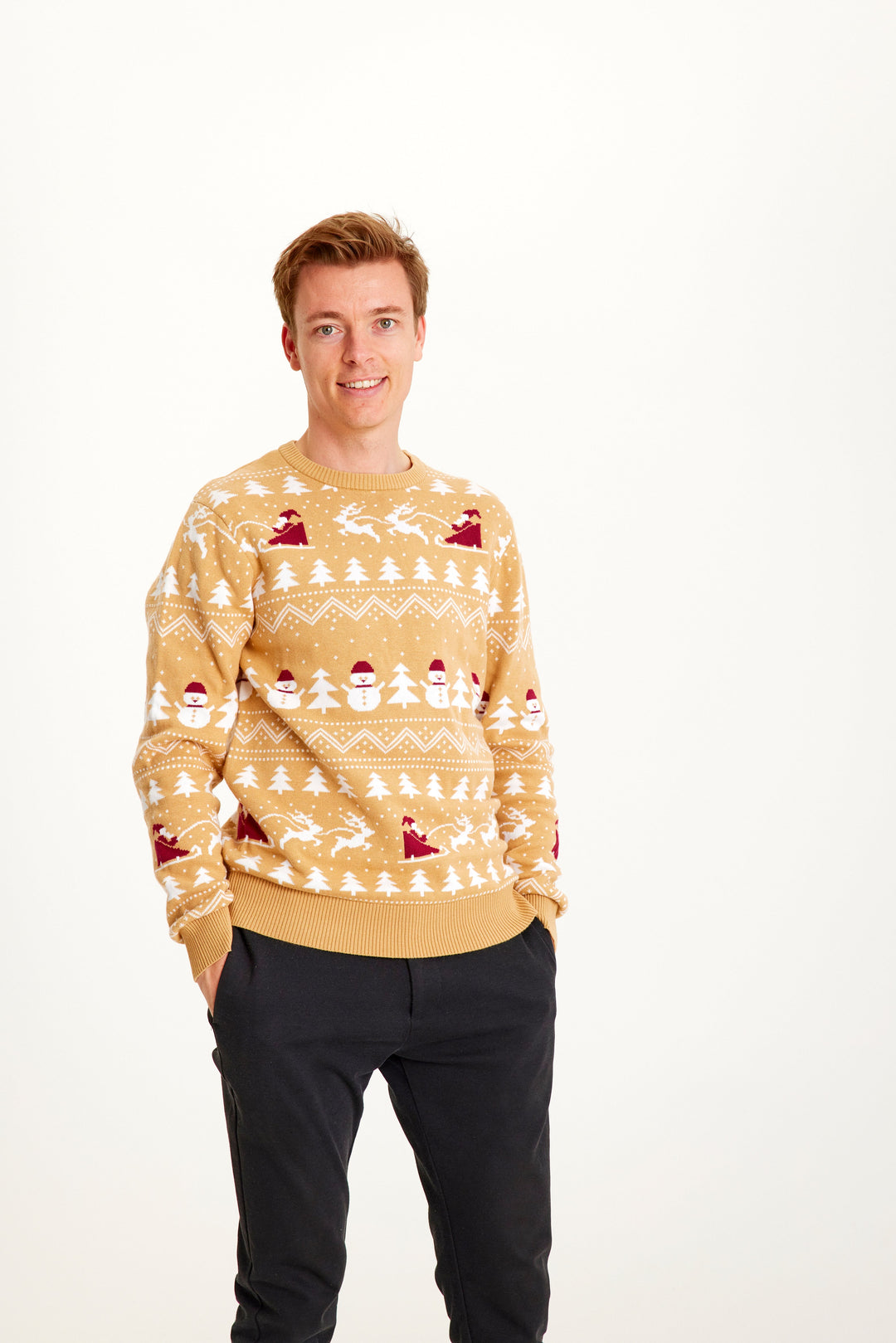 stylowy Christmas sweter Byćżowy Męskie