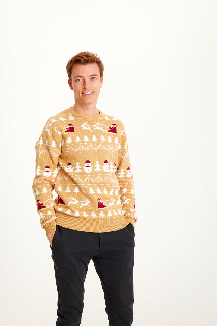 stylowy Christmas sweter Byćżowy Męskie