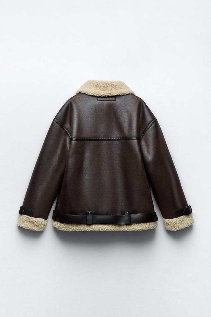 Kurtka z Lapel z Synthetic materiał