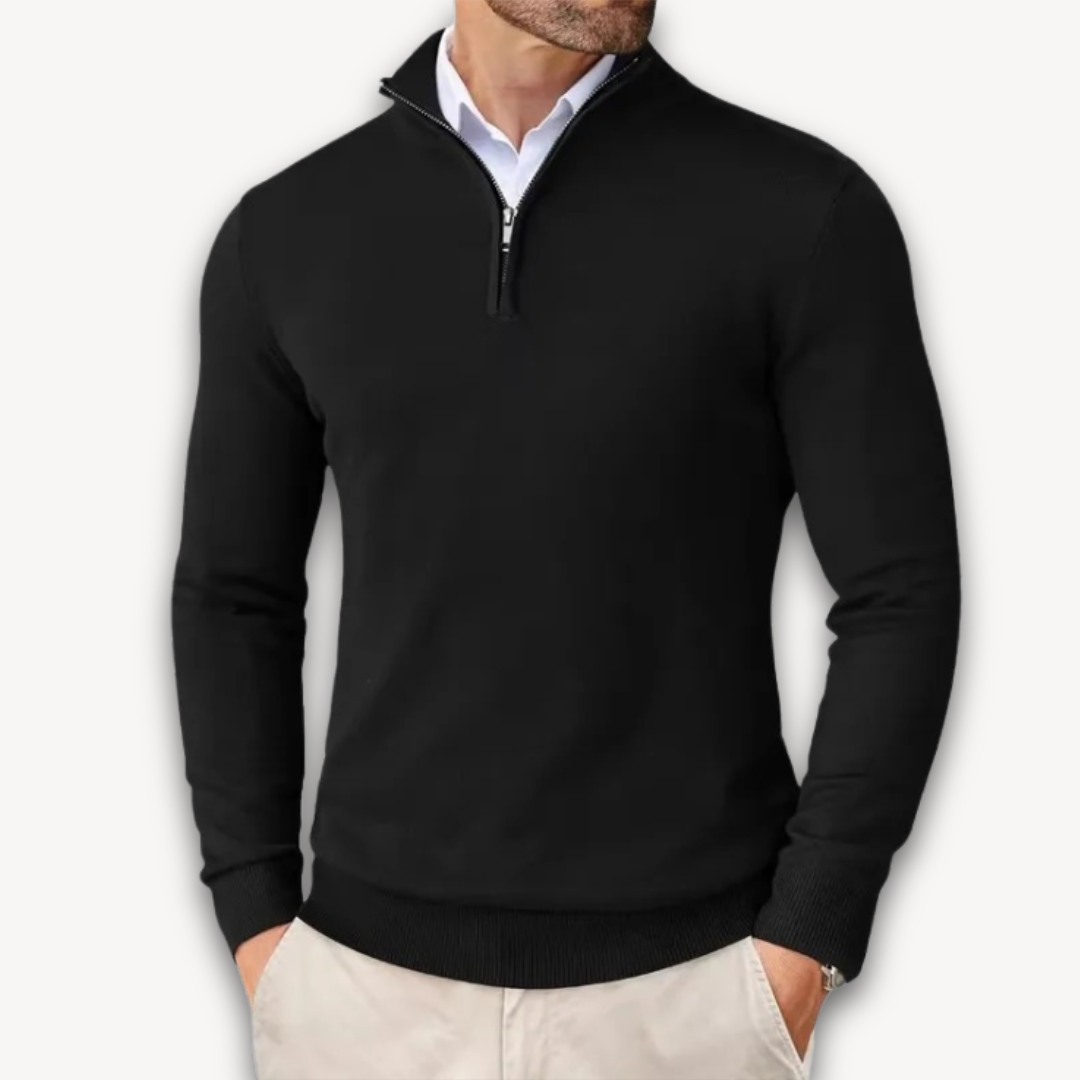 Bawełna Sweter - Męska Quarter-Zip
