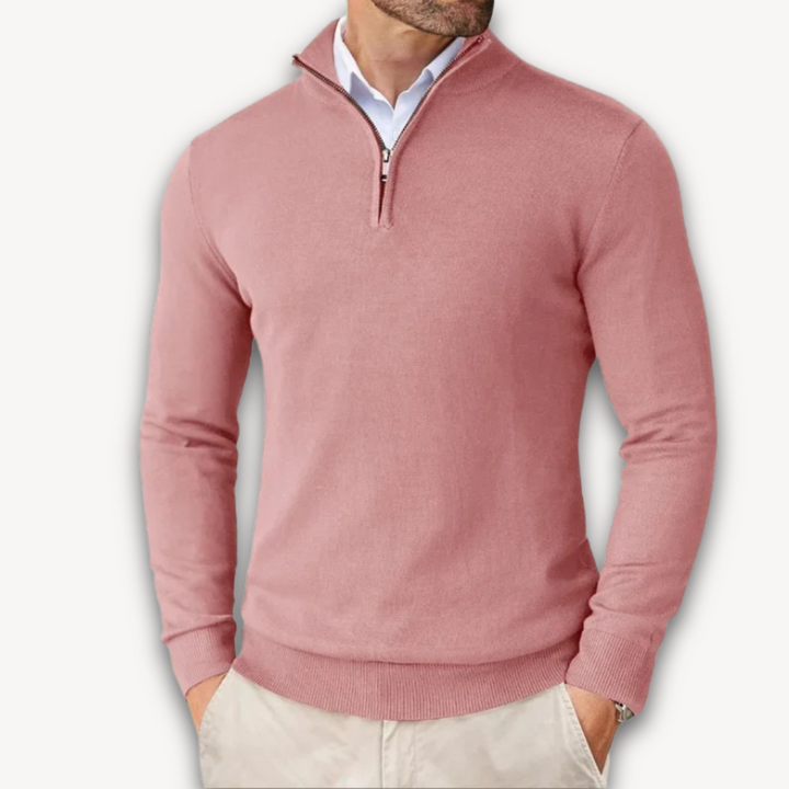 Bawełna Sweter - Męska Quarter-Zip
