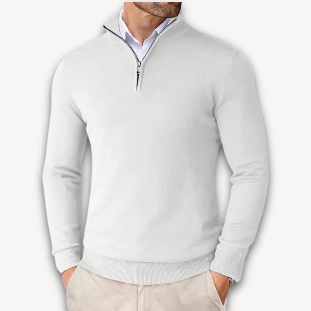 Bawełna Sweter - Męska Quarter-Zip