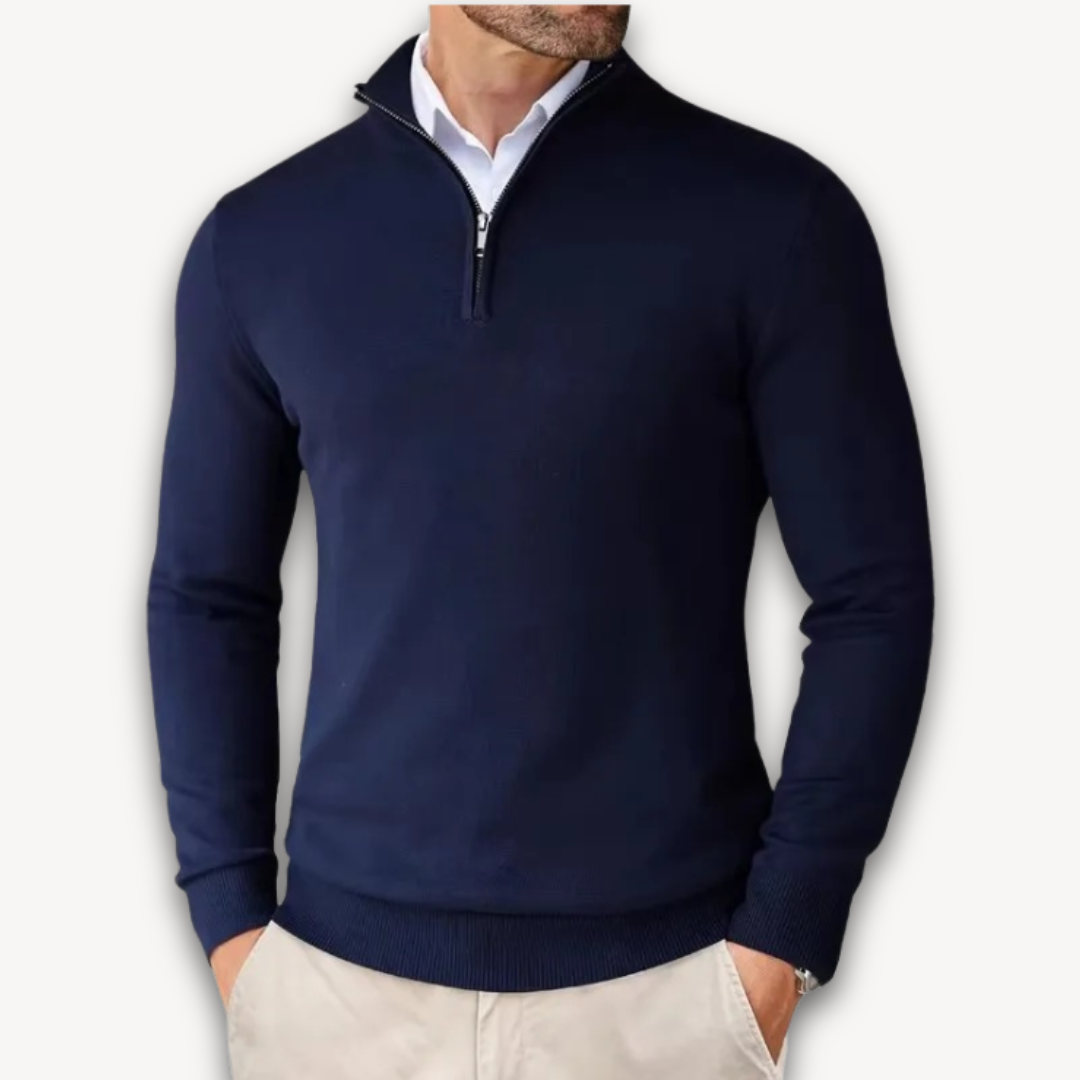 Bawełna Sweter - Męska Quarter-Zip