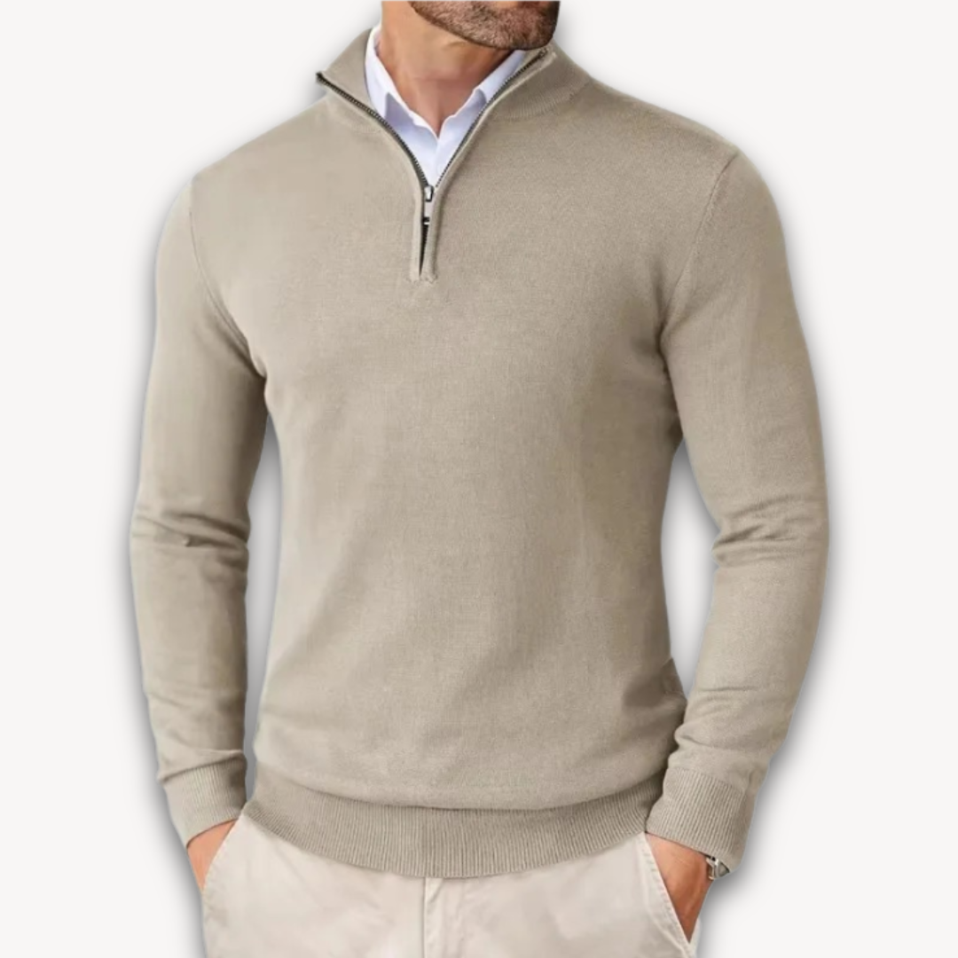Bawełna Sweter - Męska Quarter-Zip