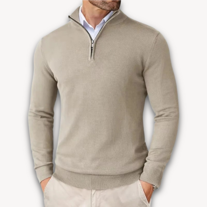Bawełna Sweter - Męska Quarter-Zip