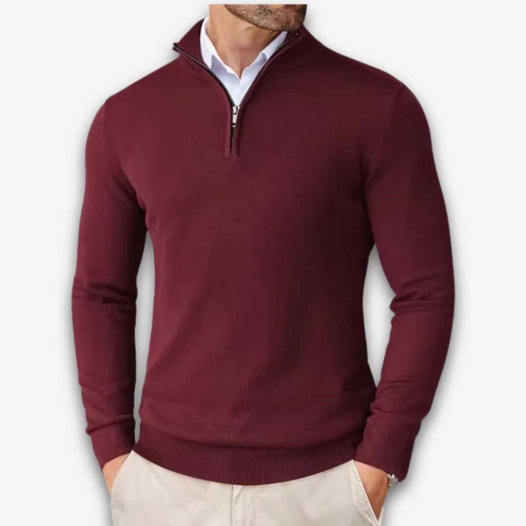 Bawełna Sweter - Męska Quarter-Zip