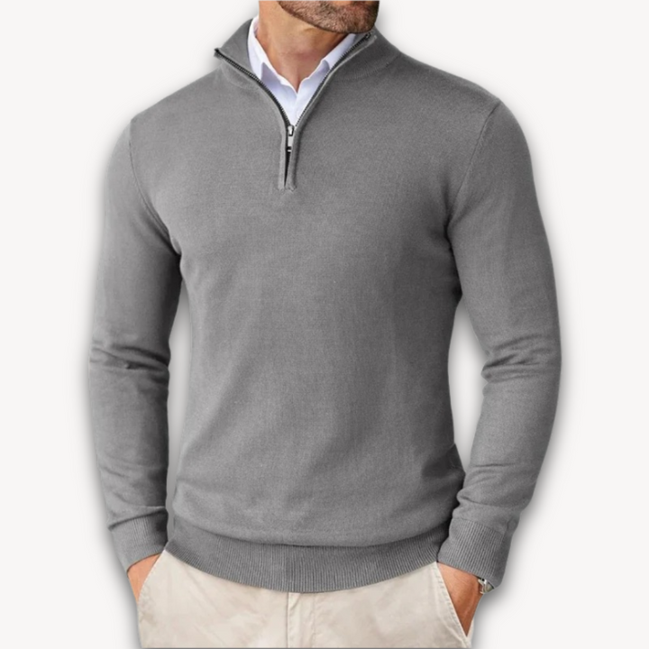 Bawełna Sweter - Męska Quarter-Zip