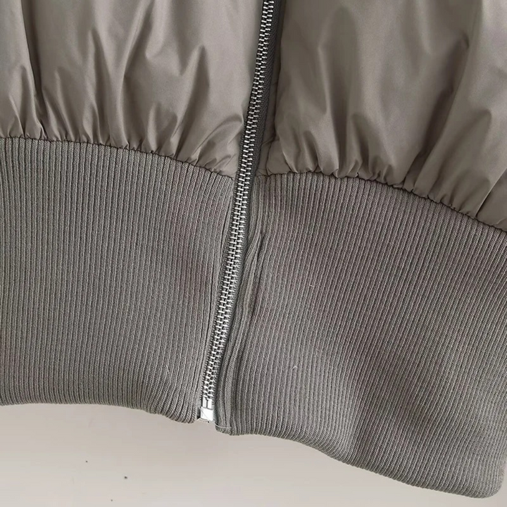 Damska krótka Puffer kurtka z wysoki kołnierzem i elastyczne Waistbelt