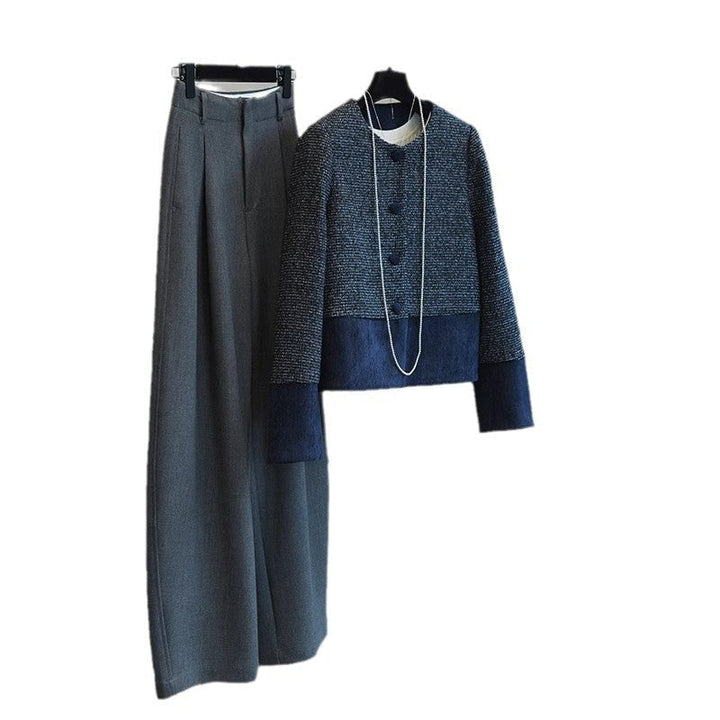 Damska elegancka krótka kurtka z Textured Fabric Drune
