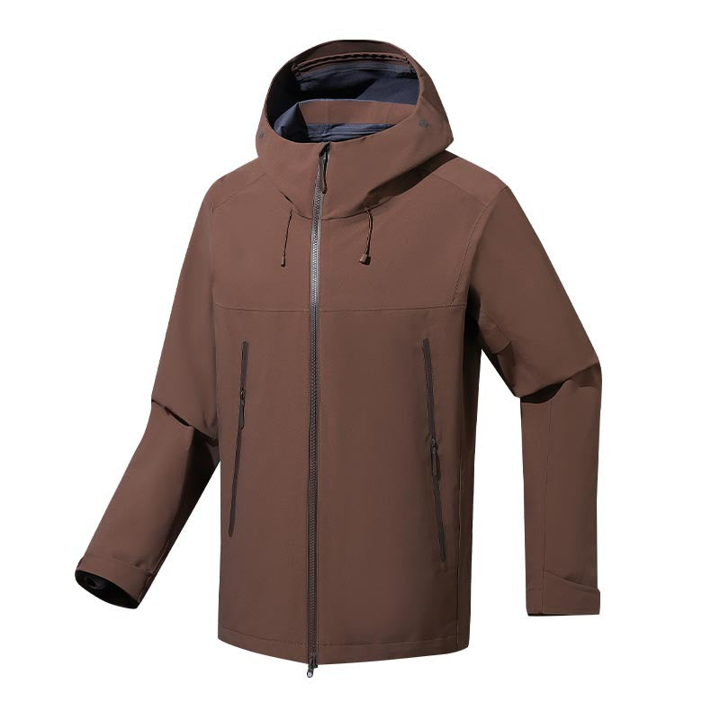 Męska water- i wiatroszczelna kurtka softshell outdoorowy z regulowany kapturem