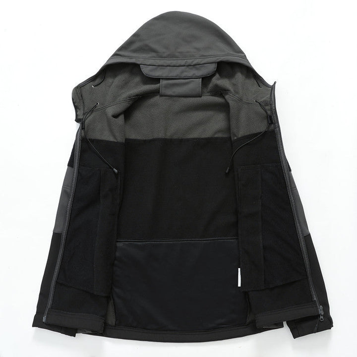 Męska softshell Tactical kurtka z kapturem, Rewdlaced rękawy i Multiple zamkiem kieszeniami