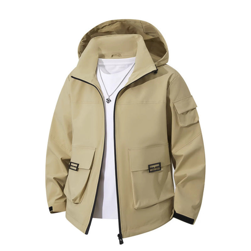 Męska Technical utility kapturemed kurtka z Multiple kieszeniami z patkami i Wwd-Resistant softshell