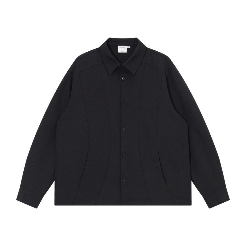 Unisex Boxy Kurtka koszulowa z minimalistyczny dividing szwy i ukryty Kieszenie
