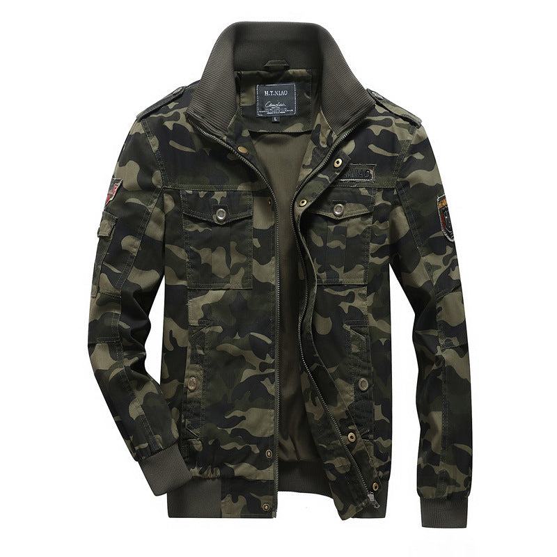 Męska Moro utility-styl field kurtka z prążkowanymi mankietami i Shoulder Flaps