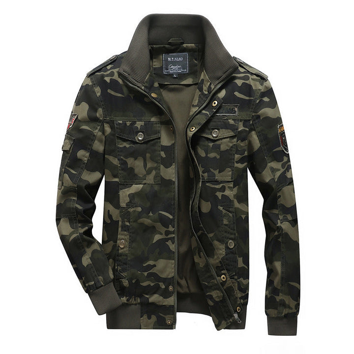 Męska Moro utility-styl field kurtka z prążkowanymi mankietami i Shoulder Flaps