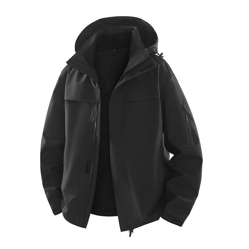 Męska miejski kurtka softshell outdoorowy z kapturem, ukrytym zamkiem i Multiple kieszeniami