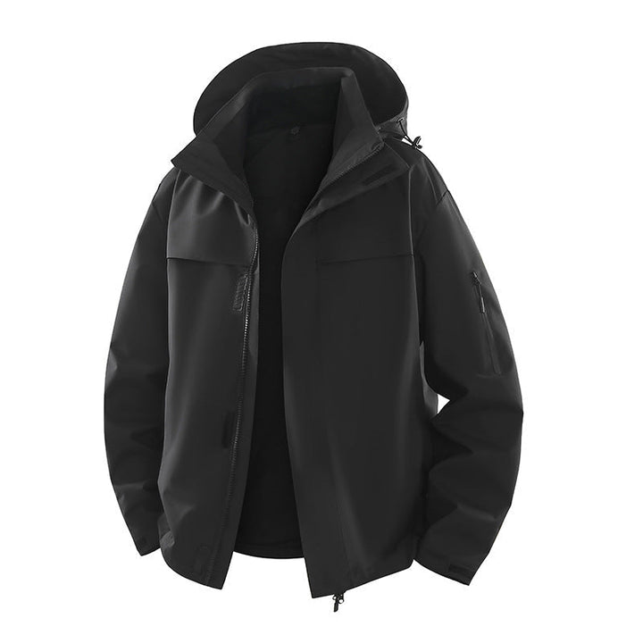 Męska miejski kurtka softshell outdoorowy z kapturem, ukrytym zamkiem i Multiple kieszeniami