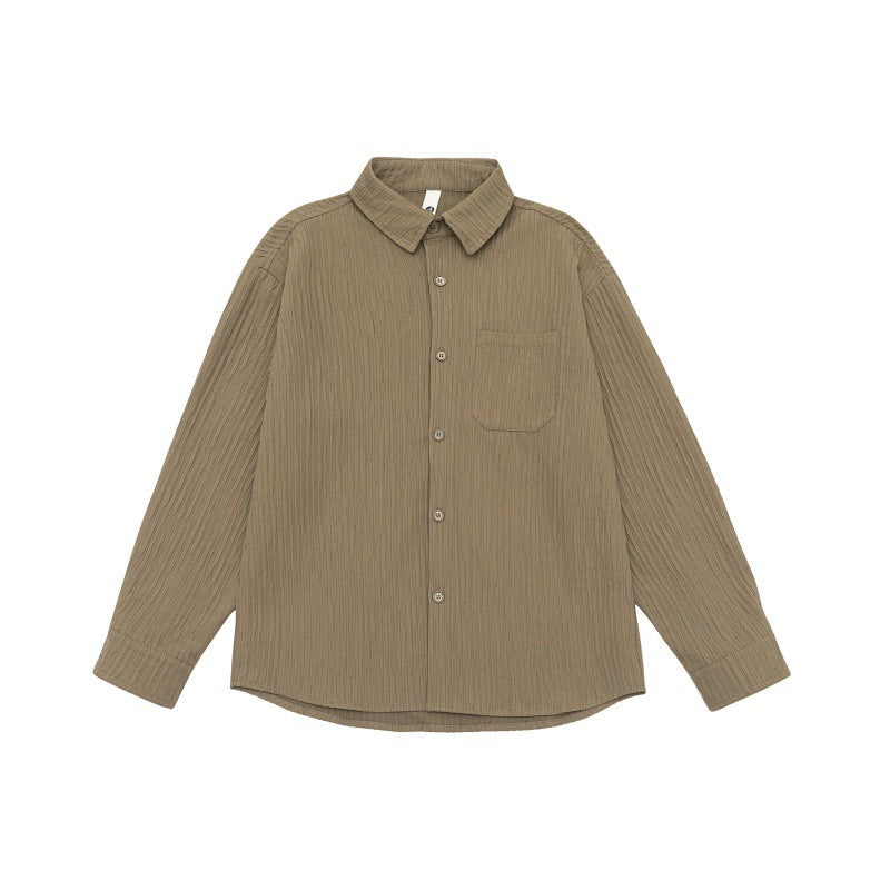 Unisex Textured Oversize Kurtka koszulowa z Waffle Structure i Klatka piersiowa Kieszeń