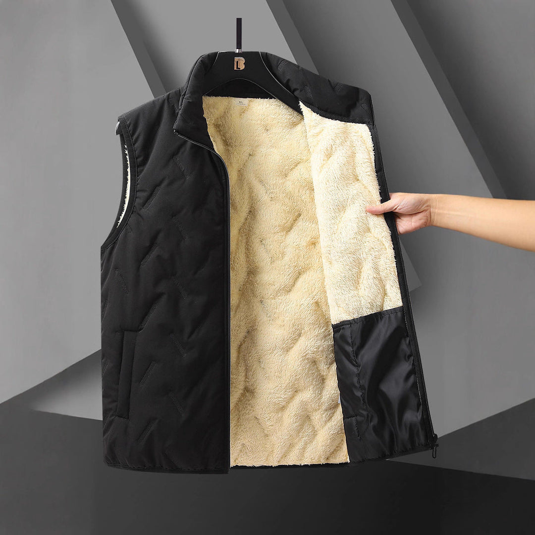 Męski Reversible Termiczny Kamizelka pikowana z Ocieplający Teddy Podszewka &amp; High Neck Stójka