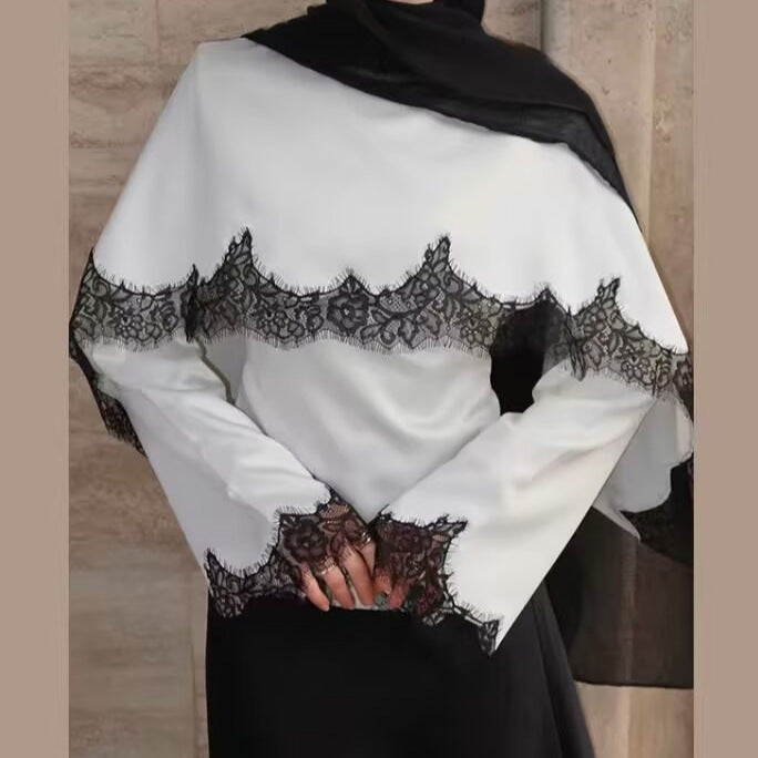 Damska na ramiona peleryna z kwiatowa lace edge i wide fall Lumaza